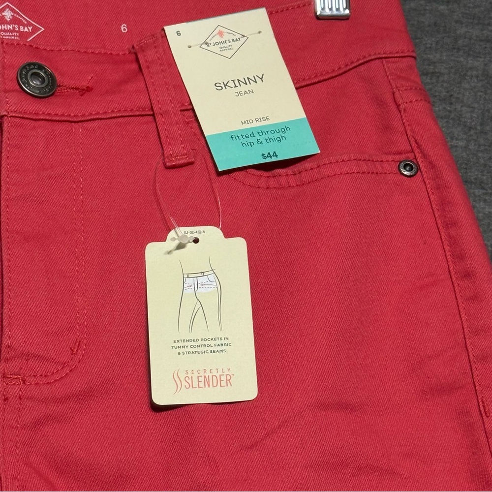 St John’s Bay Coral Mid Rise Skinny Jeans Women’s Size 6 NWT - Picture 3 of 10